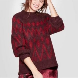 Women's Fair Isle Print Crewneck Pullover Sweater